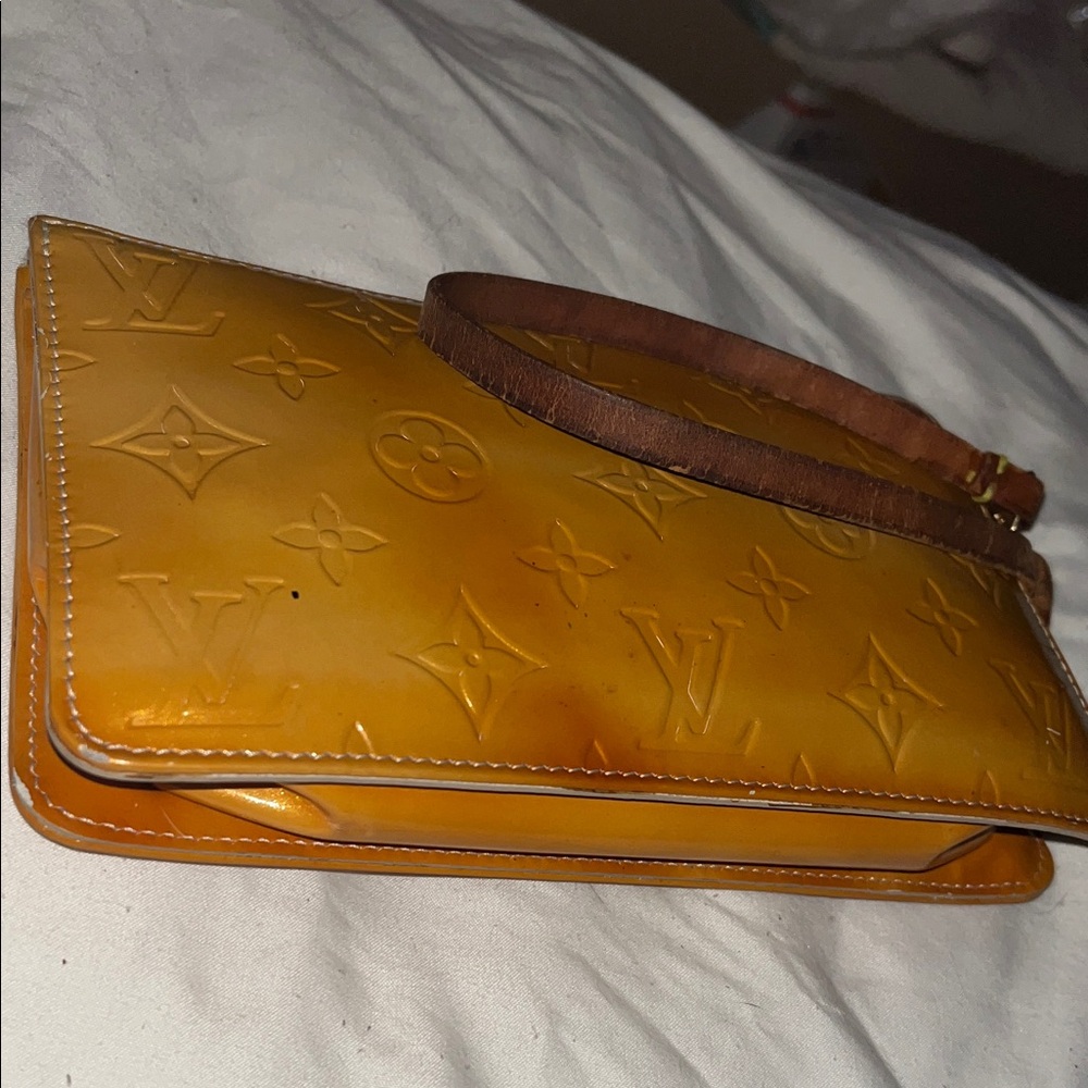 Louis Vuitton Orange Embossed Epi Pearl yellow pouchette